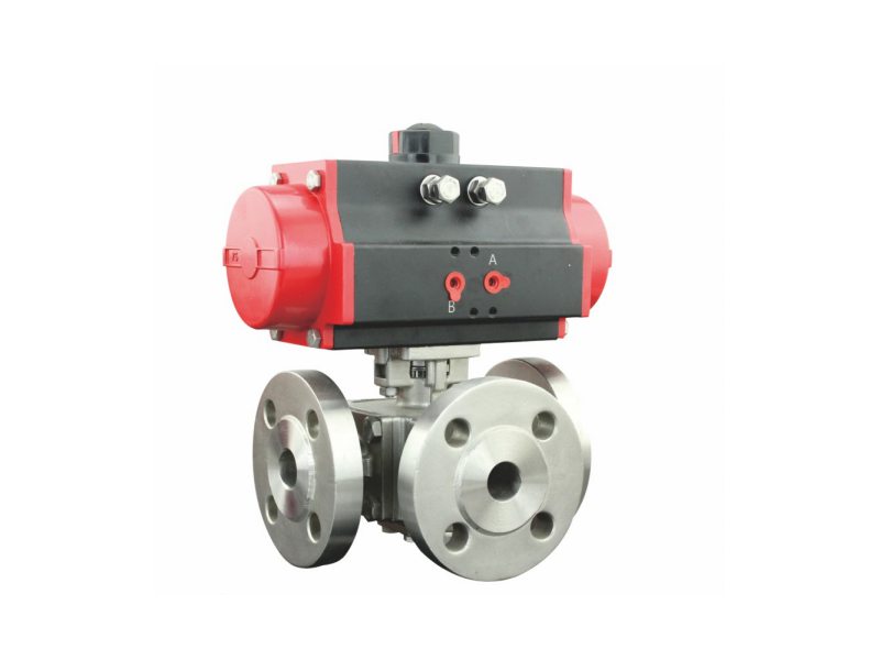 氣動三通法蘭球閥